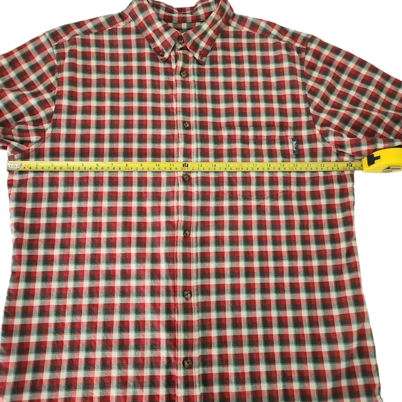 WOOLRICH Red Green Plaid Short Sleeve Button-Up Shirt โ size large - Picture 9 of 10